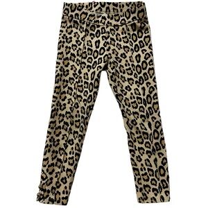 EUC Janie and Jack leopard leggings with gold decorative buttons. Size 4T.